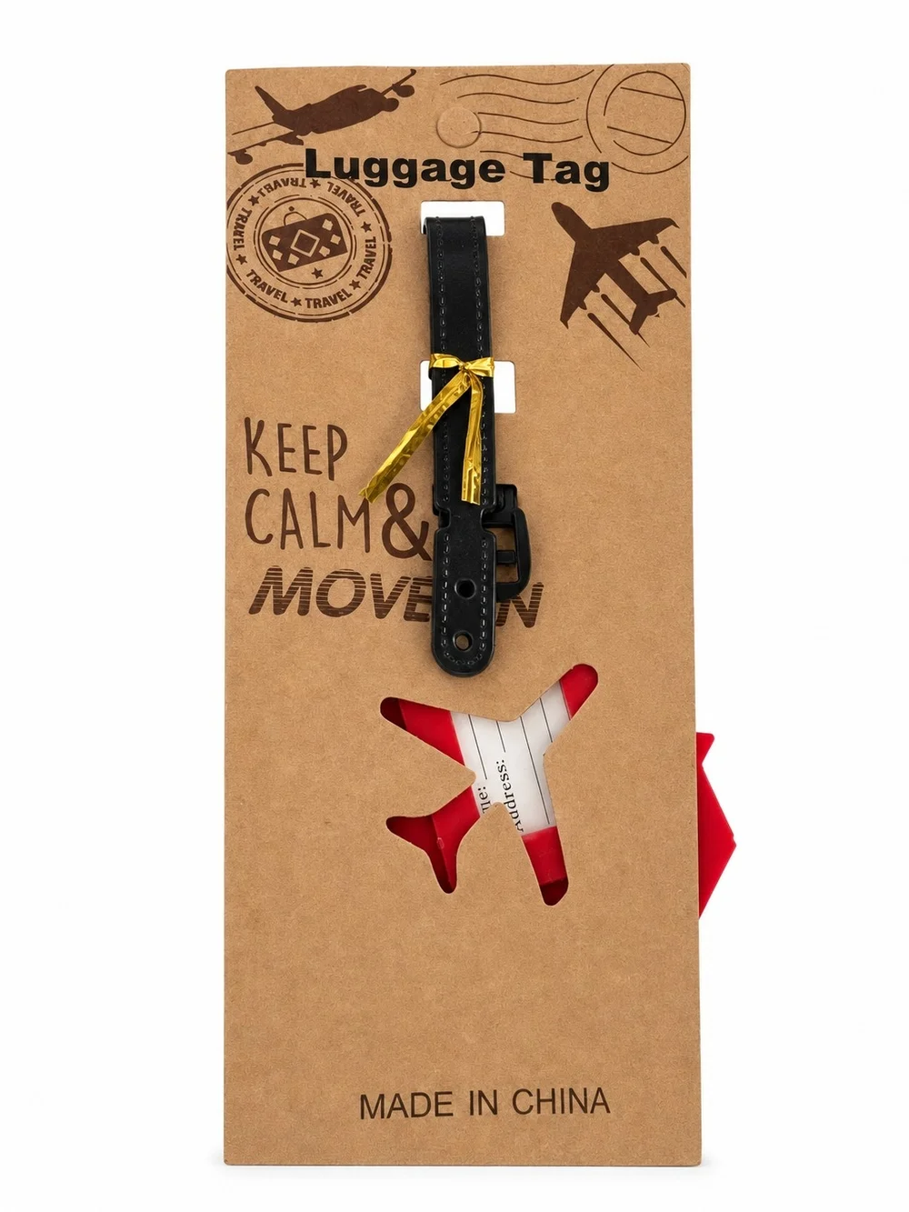Hands Off! Bold Red & Blue Luggage Tag - Unbranded
